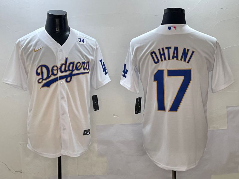 Men Los Angeles Dodgers 17 Ohtani White Blue Game 2025 Nike MLB Jersey style 4025